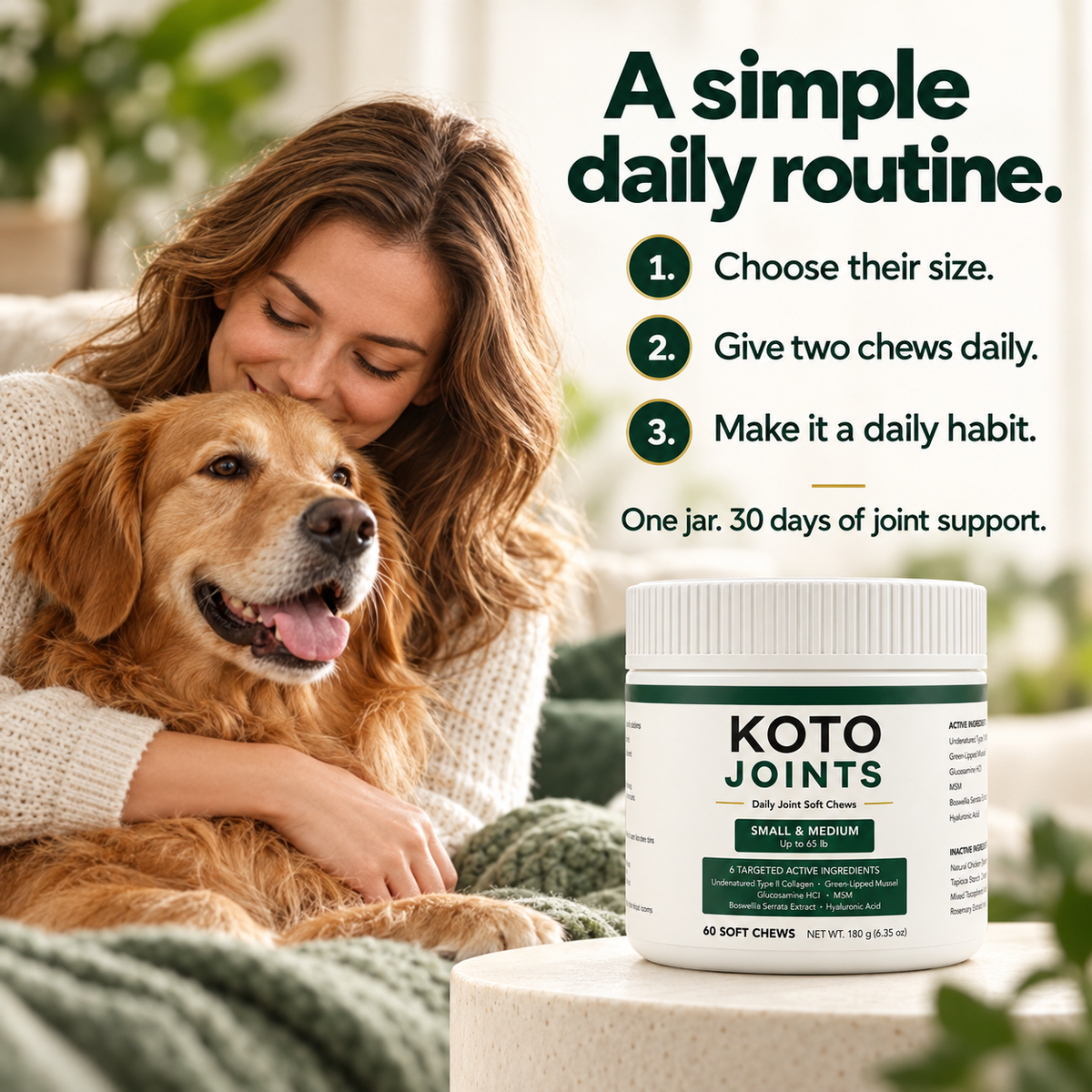 KOTO Joints daily serving and size guide